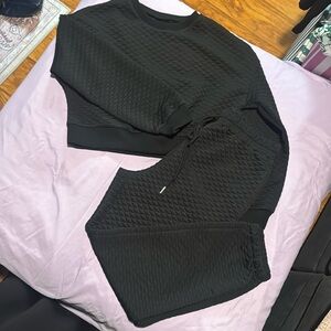 Black cropped top jogger set